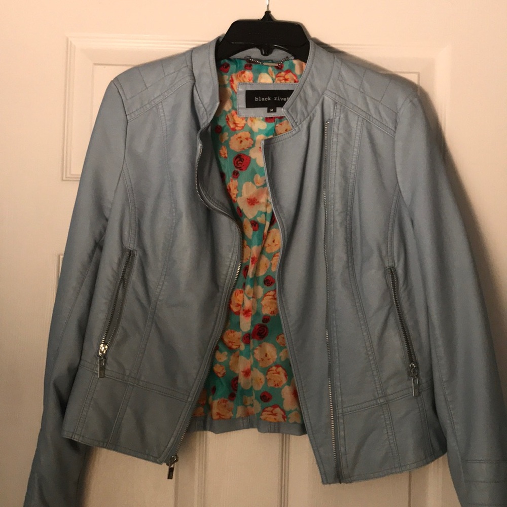 Pho leather blue jacket
